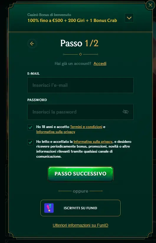 Registrazione Casinia